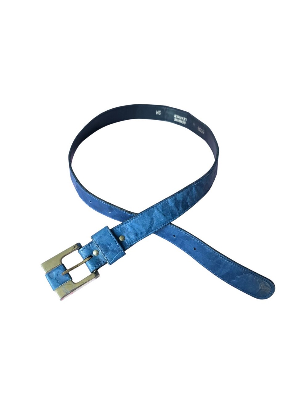 Vintage Blue Leather Belt